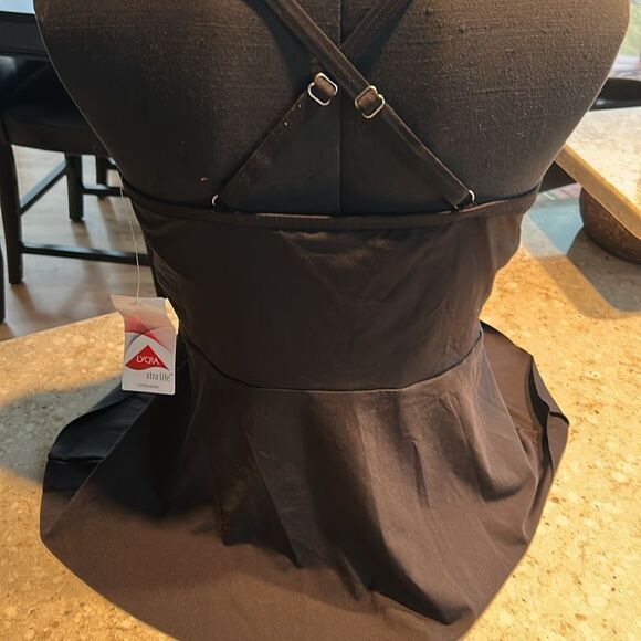 Land's End Hollywood retro tankini Top underwire lightweight flutter Black 12 - Picture 4 of 6